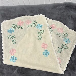 Vintage spring summer cross stitch table runner
